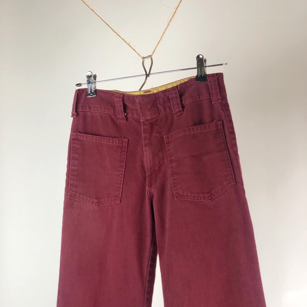 70s Vintage Maroon Jeans/Bell Bottoms - Size Small - Picture 2 of 6